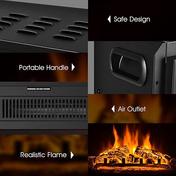 7 different flame brightness levels, which can meet your various needs for brightness.reestanding & Recessed Electric Fireplace Heater with Remote Control, Adjustable Heater,