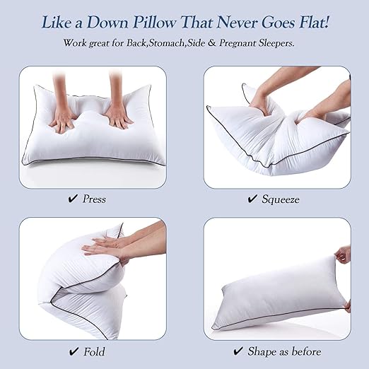 Pillow for Side and Back Sleeper, Down Alternative Hotel Collection Pillows-20 x30,Queen Size 2 Pack