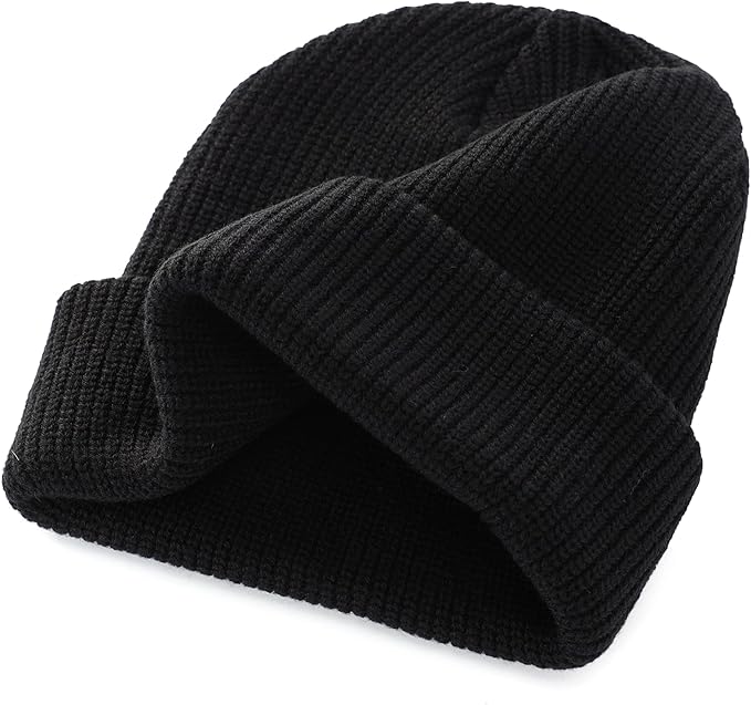 Beanie Cap Daily, stretchable rib-knit fabric is soft and fine textured - BLACK