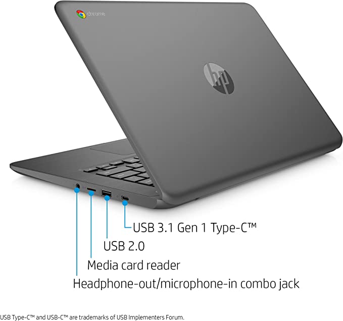 HP Chromebook 14-inch with 180-Degree , Full HD Screen, AMD Dual-Core A4-9120 Processor, 4 GB SD, 32 GB eMMC Storage, Chrome OS (14-db0040nr, Chalkboard Gray)