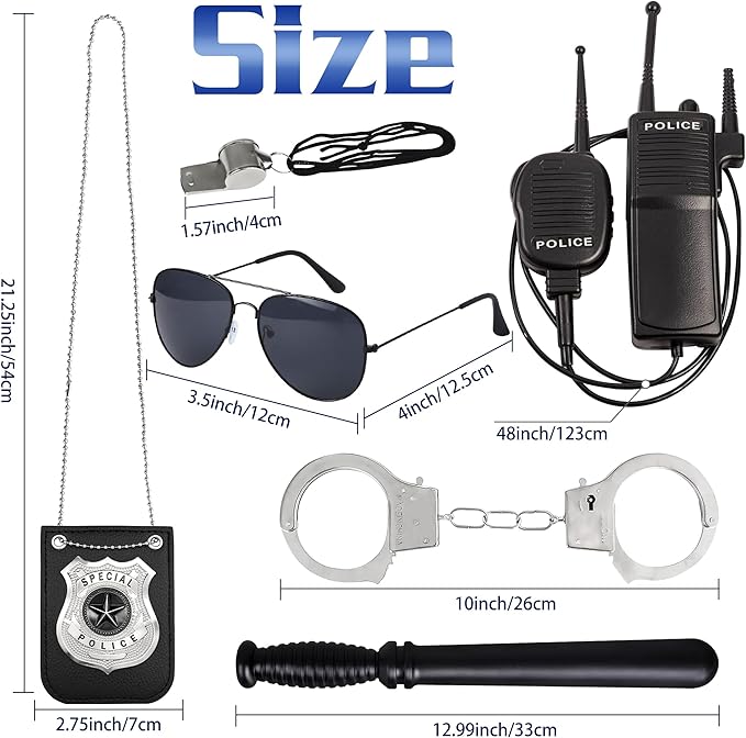 s police officer costume, add more choices and fun to your child's entertainment life, 6PCS Police Costume Accessories, Cop Costume Set for Kids