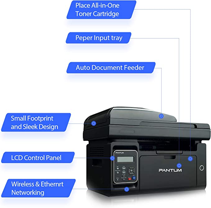Pantum M6550NW/M6552NW Wireless Networking Monochrome Multifunction Laser Printer with Mobile Printing, Large Paper Capacity