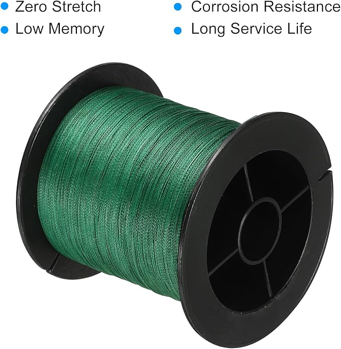 0.28 Fishing Line 4 Strands PE Braided Line Abrasion Resistant Zero Stretch for Saltwater, The coating design makes the fishing wire smoother, wear-resistant and does not absorb water.