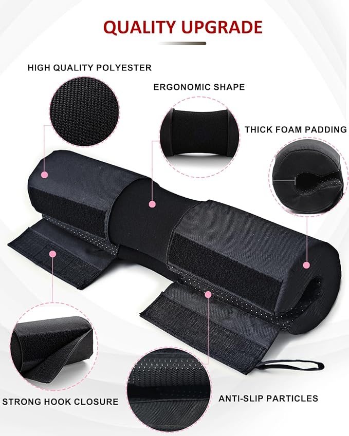 Barbell Neck Cushion Pad Set includes one Lightweight High Density Foam Neck Pad, Squat Pad Nylon Padding AntiSlip- Thick Foam Barbell Pad for Squats Cushion,