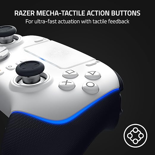 ighting style from over 16.8 million colors and a suite of effects via the Razer Controller app for iOS and Android, Controller for PlayStation 5 / PS5 PC: HyperSpeed Wireless - Mecha-Tactile Action Buttons - 8-Way Microswitch