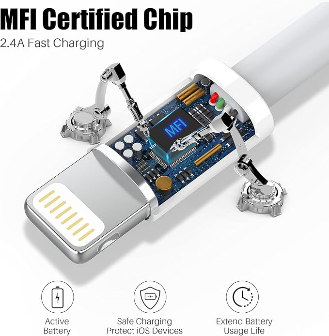 10 ft long MFI apple certified iphone charger cable 3 pack, Long Fast iPhone Charging Cables Cord for iPhone 14/13 Pro Max/12/11/XR/Xs/X/8/7/6/iPad Pro/Air/Mini-10