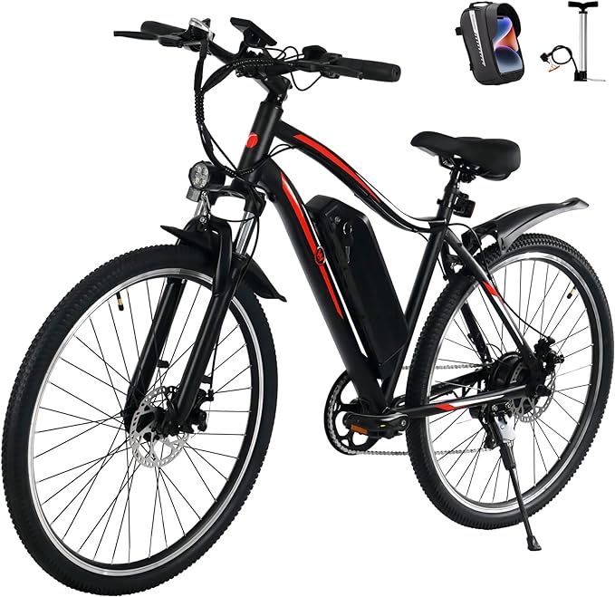 this e-bike can achieve up to 80-90 KM (50-56 miles) under Pedal Assist Mode or up to 40-48 KM (25-30 miles) under Pure Electric Mode. Adults Electric Mountain Bike 500W Brushless Motor & 32 KM/H, 48V 11.6AH Removable Battery & 90 KM, Travel E-Bike