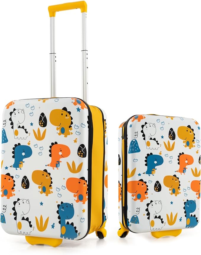 this kids luggage set has a telescoping handle with push button locking system that can be adjusted to 3 different positions, 20 Inch Expandable Children Hardshell Carry-on Suitcase w/Telescoping Handle, Bottle Pocket