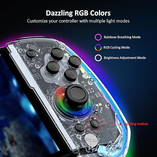 sensitive triggers and buttons, and improved analog sticks for unparalleled immersion.Enhanced Switch/Switch OLED Controller for Handheld Mode, Adjustable LED Light, Ergonomic Design, 6-Axis Gyro