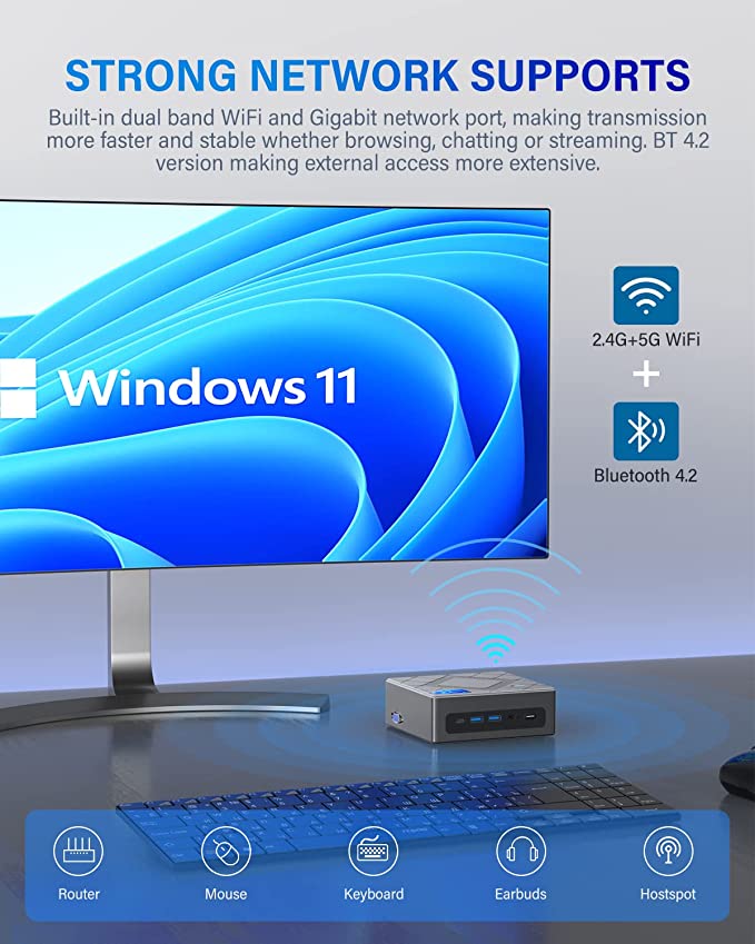 CK10 Mini Computers Windows 11 Pro, Intel i7-10810U(up to 4.9 Ghz) Mini PC 16GB RAM 512GB Desktop Computers Dual WiFi BT 4.2 4K UHD HDMI Type-C USB 3.0 LAN VESA