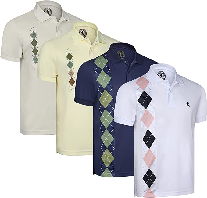 Mens Striped Short Sleeve Polo Shirts 4 Pack