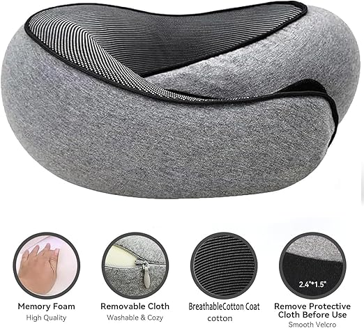 wrap your neck and free your chin, prevents the head from falling forward, Travel Neck Pillow, Aircraft Memory Foam Travel Neck Pillow