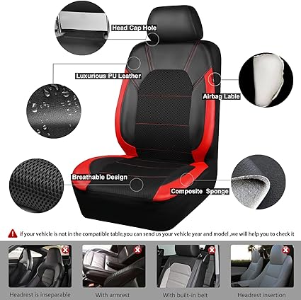 2 backrest covers, 2 separate headrest covers, one bag of clips, Car Seat Covers,Airbag Compatible, for Sedans, Trucks,Suvs