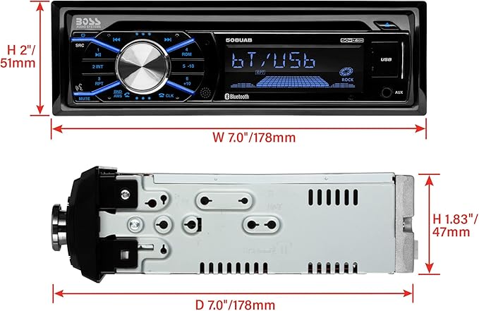 Single-din Marine Mechless Receiver, Audio Systems MR1308UABK Single Din, Bluetooth, MP3 WMA USB SD AM FM Weather-, no CD DVD, Detachable Front Panel, Wireless Remote