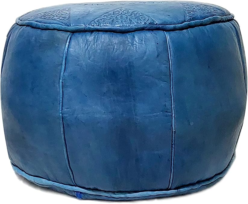 Real Leather with high quality tanning and strong stitching.Moroccan Handmade Real Leather Pouf, Ottoman