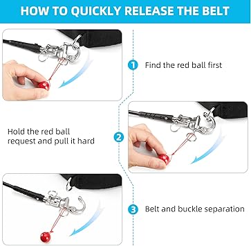 Leash Waist Belt, Adjustable Quick Release Waist Leash 1250 * 60mm with 10ft Coiled Surfing Leash