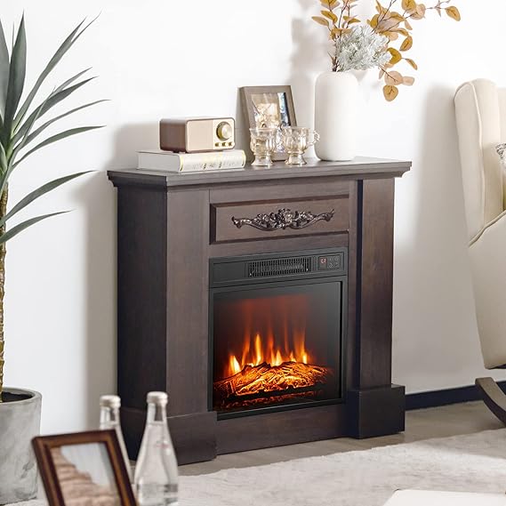 efficiency heating system that provides 5,000 BTU heat output, this fireplace will keep you warm and cozy in cold weathers,3 LED Flame Effects, Remote Control & 6H Timer, Overheating Protection