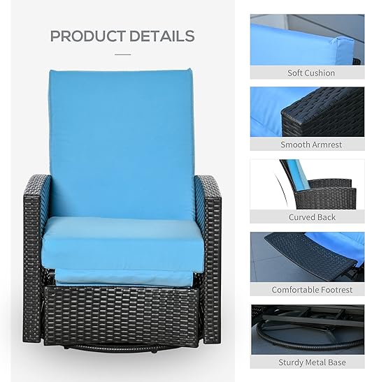create the ultimate outdoor seating experience, Outdoor Wicker Lounge Chair with Footrest 360° Swivel