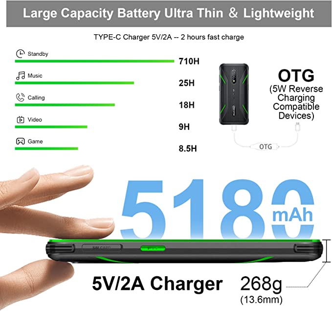 Cell Phone,Blackview BV5200 Smartphone 7GB+32GB/SD 1TB Unlocked Cell Phones Canada,IP68/69K Waterproof Rugged Smartphone,6.1