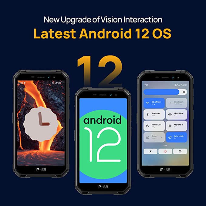 Lasted Android 12 Unlocked Rugged Phone, Ulefone Armor X6 Pro Rugged Smartphone, 8GB + 32GB, 128GB Extension 4000mAh, 5.0 inch, 13MP + 5MP, IP68 Waterproof Cell Phone, 4G Dual SIM- Black