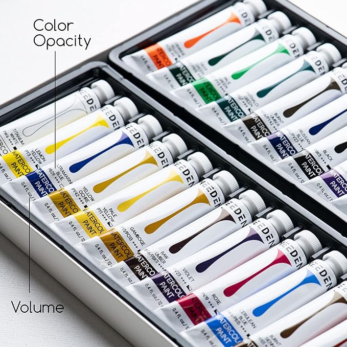 your every stroke will be satin-like smooth, and the artwork will have more excellent lightfastness than usual.,  12ml/0.4oz Lightfastness Water Color Paint Set for Adult Artists