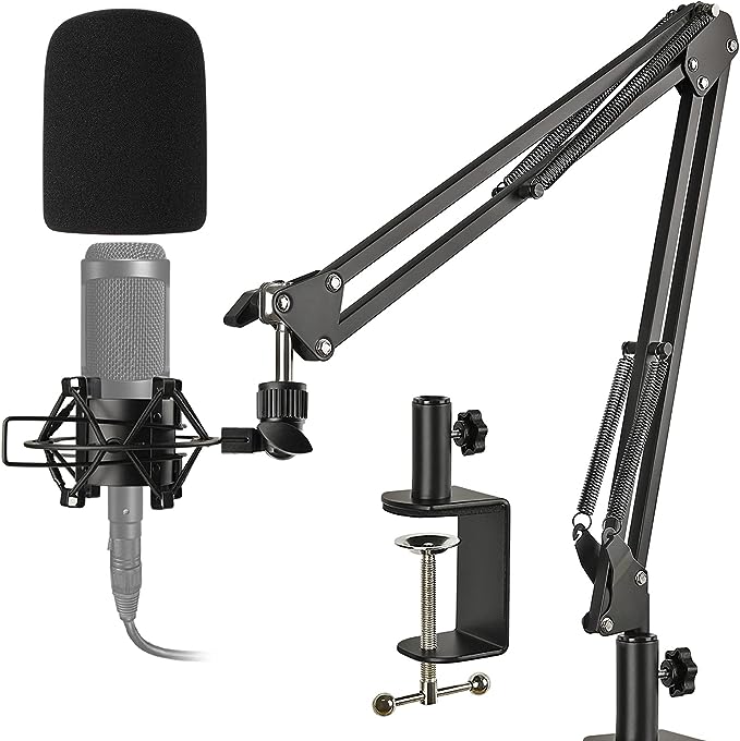 53oz/1.5kg. It offers 360° full rotation to hold your microphone, in any position you like. You can adjust the suitable angle and height to show your perfect voice.