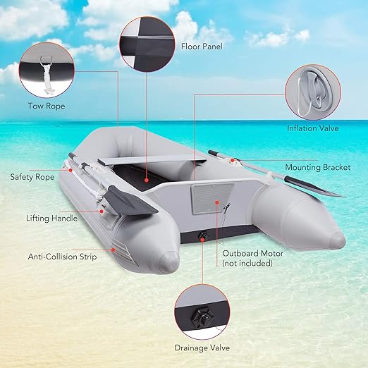 PVC military-grade fabric and a hull which has undergone at least 50,000 tests of wear resistance and puncture resistance, Fishing Boat Float for Boating Fishing Hunting or Playing on Lakes Rivers