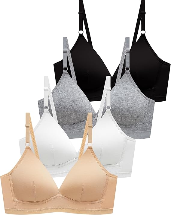 Featuring a hook-and-eye closure and adjustable straps, this wire-free bra offers support and comfort, making it the next step after training bras.
