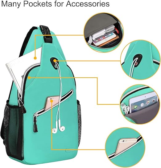 Multi-functional storage area, accessary compartment with functional pockets to keep your mouse, Sling Backpack, Multipurpose Crossbody