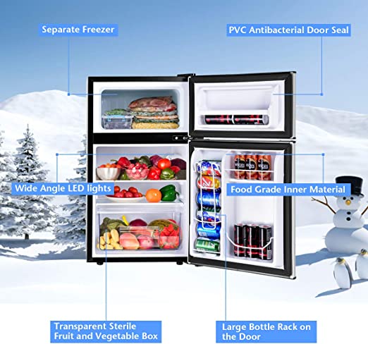 w/2 Reversible Door, Removable Glass Shelves, Apartment Size Refrigerator with Freezer for Home, Office, Dorm (SILVER)