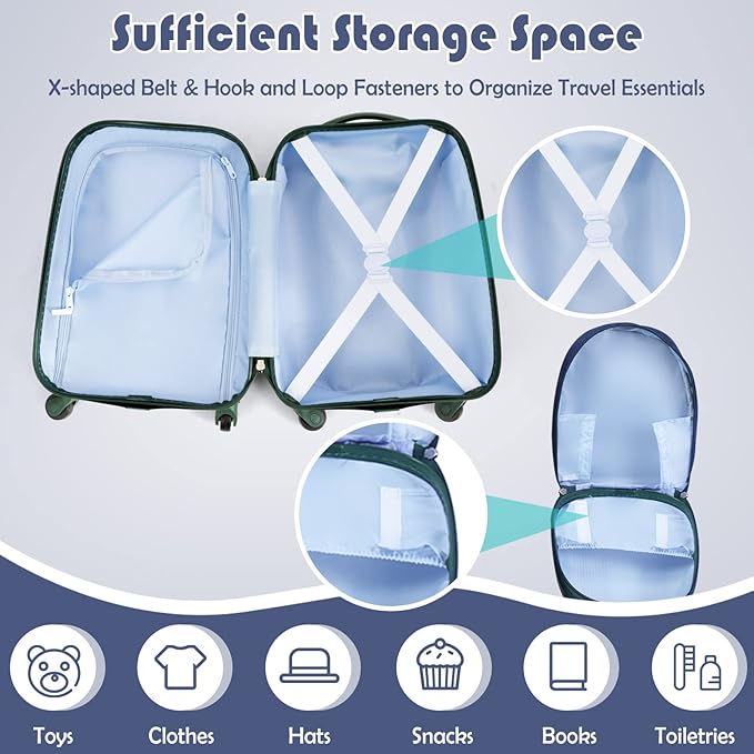 This luggage set is lightweight and will not bring extra burden to kids when in use.Spinner Wheels, Travel Rolling Luggage for Boys Girls