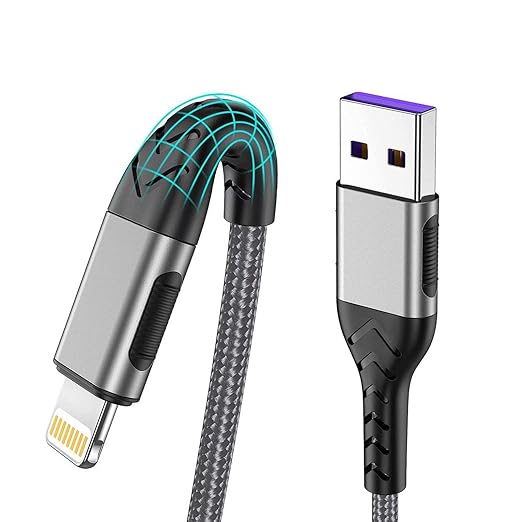 Reinforced charger cable with strong SR joint design that have passed 25000+ times bending tests for extra protection and durability, Cable for Long Lightning Charger Cable, Fast iPhone Charging Cord for iPhone Xs Max/XS/XR/X/8/7/6S/6/Plus/SE/iPad