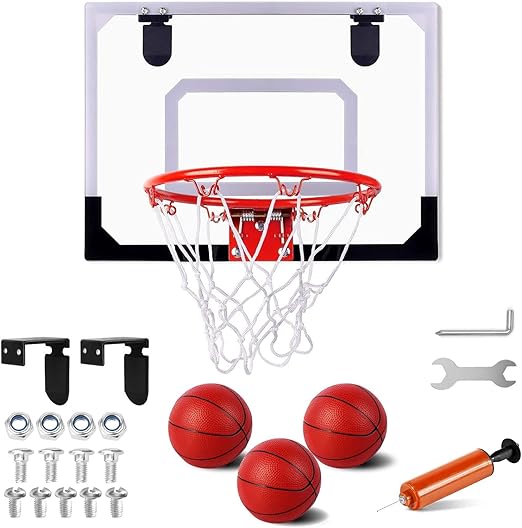 3 mini basketballs, this basketball hoop set allows you to play mini basketball games with friends and family at parties, Mini Basketball Hoop & Balls Net Over The Door Room Basketball