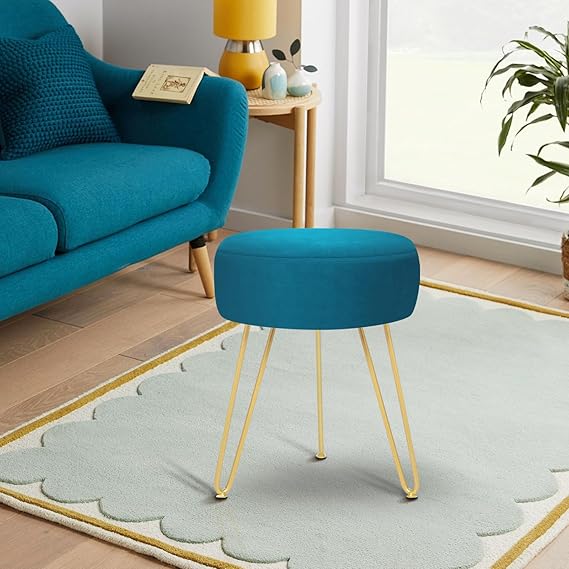 and fits most decor. Rest your feet when you lie in sofa,Velvet Footrest Stool-Upholstered Chair Stool -Ottoman Round Morden Dressing Chair