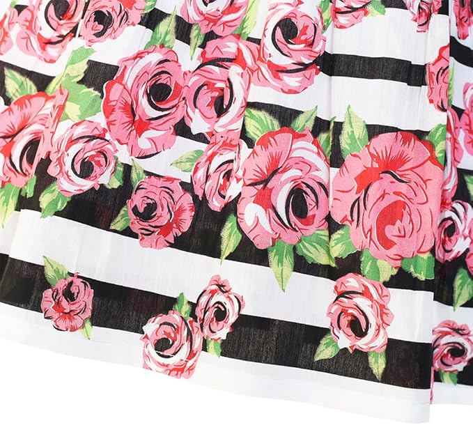The dress is a sleeveless sundress featuring a white background with a printed green clover pattern. Its classic and simple design makes it versatile for various occasions. Primarily