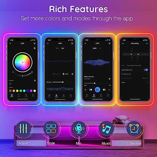 Led Neon Rope Lights 32.8Ft, Music Sync Gaming Led