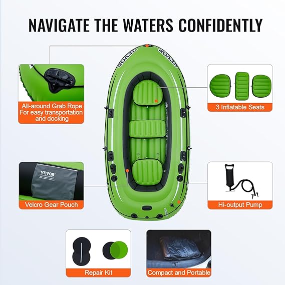 omfortable seating and ample legroom. Easily foldable for storage, it fits in the trunk for convenient transport to your aquatic, Inflatable Boat