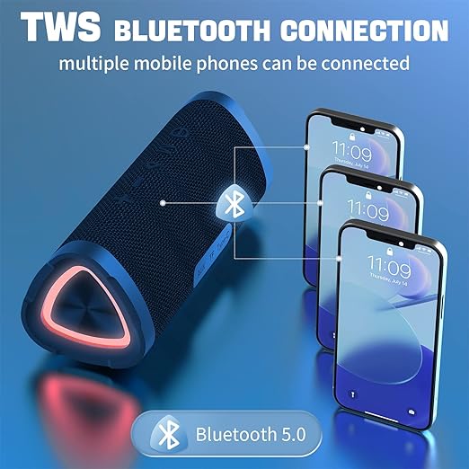 Wireless Speaker V5.0 with 24W Loud Stereo Sound,IPX7 Waterproof, Suitable for Home&Outdoors