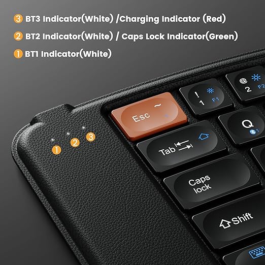 portable bluetooth keyboard designed with 105-key layout with number keypad (Dimensions: 15.19 x 4.68 inch). Ergonomic Foldable Keyboard, XK03 Split Folding Bluetooth Keyboard, Ultra Slim Travel Keyboard,