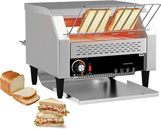 PYY 450 Slices/Hour Commercial Toaster Conveyor Restaurant Toaster for Bun Bagel Bread Heavy Duty Stainless Steel Conveyor Toaster for Restaurant Big Family Bakery