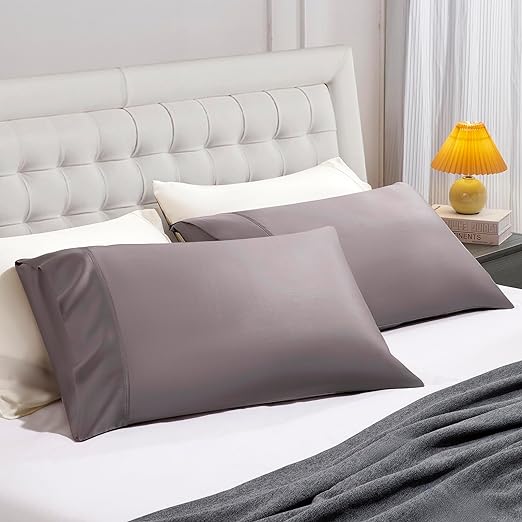 Luxrious Soft Vegan Silk Oekotex 100 Certified, illow Case Queen Size Set of 2,Cooling Pillow Cover for Hot Sleeper,