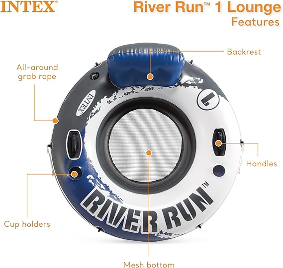 Designed with a built-in backrest for easy cruising and a mesh bottom that keeps you cool,  Tube Raft for Lake