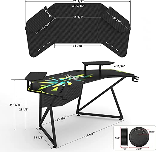 Gaming Desk,  Wing-Shaped Gaming, for Live Streamer