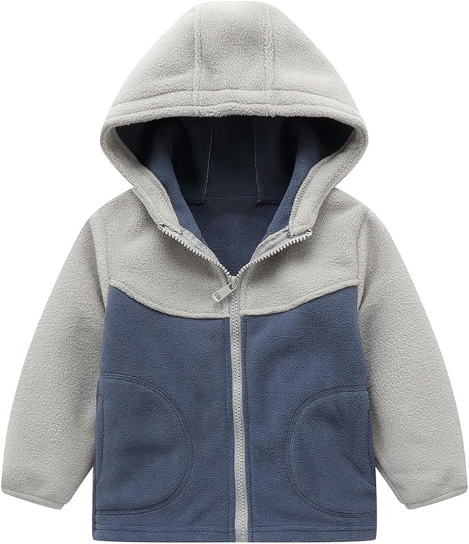 This children's hoodie features a modern colorblock design, adding a pop of color to their wardrobe and making them stand out in style, Girls Fleece Jackets with Hood Outerwear Long Sleeve