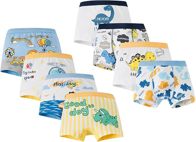 design with cute dinosaur pattern for little dino funs, Toddler Little Boys Underwear Pack of 8
