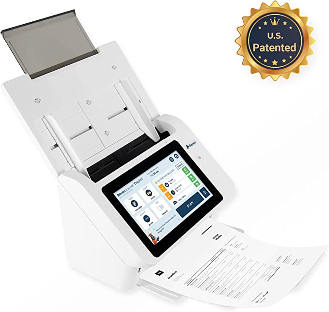Raven Original Document Scanner - Huge LCD Touchscreen, Color Duplex Feeder (ADF), Wireless Scanning to Cloud, WiFi, Ethernet, USB, Home or Office (2nd Gen)
