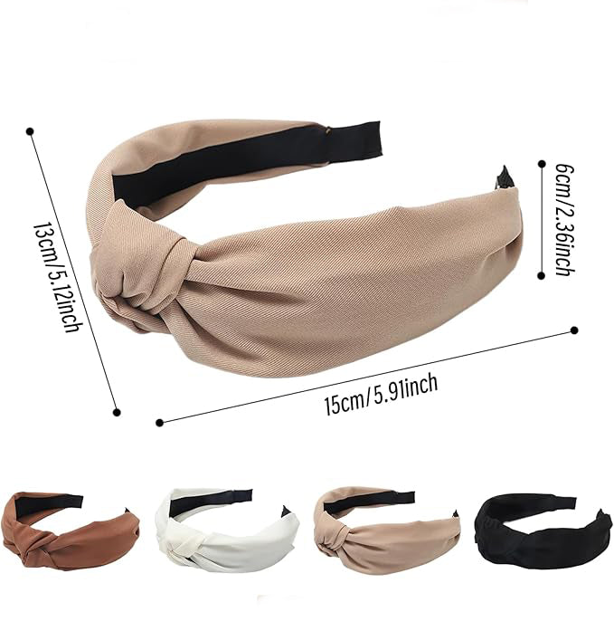 Featuring a trendy knotted detail at the top, these headbands add a fashionable touch to any hairstyle, from ponytails to loose waves. Knotted Headband for Women 4 Colors Soft Twill Wide 4PCS