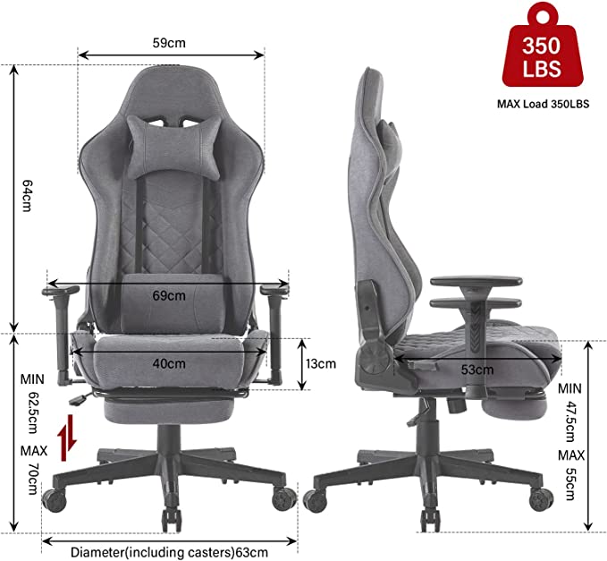 Gaming Chair with Massager Lumbar Support and Retractible Footrest, High Back Ergonomic Racing Style Computer Leather Executive Office Swivel Chairs Adjustable Armrests and Backrest