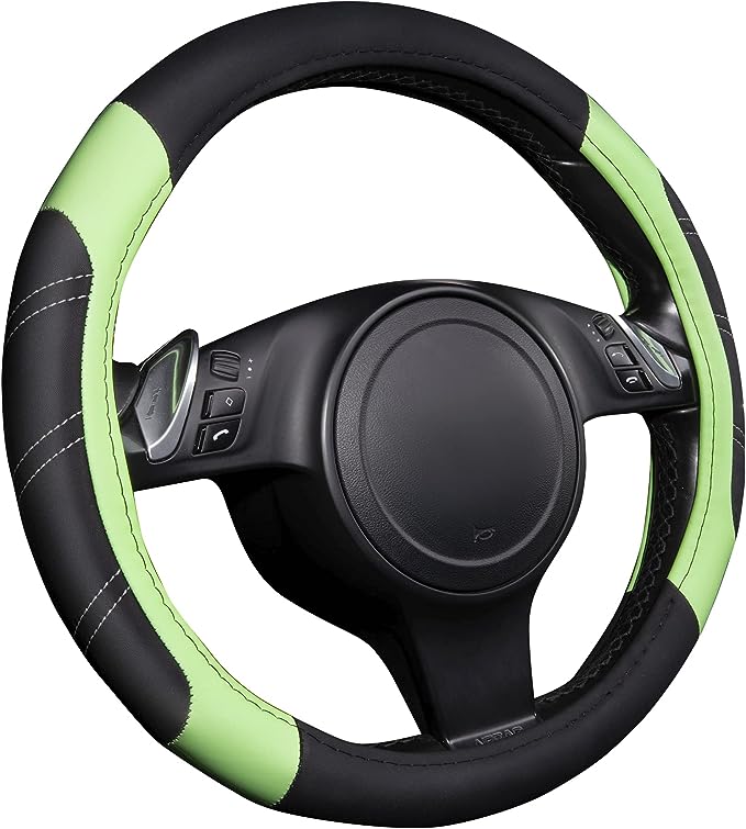 Glows Lime Fluorescent Green, Steering Wheel Cover Universal Fits for 95% all cars, The Elastic Steering Wheel Cover Is Made Of Sturdy Neoprene, Environmentally Friendly, Durable And Non-Slip