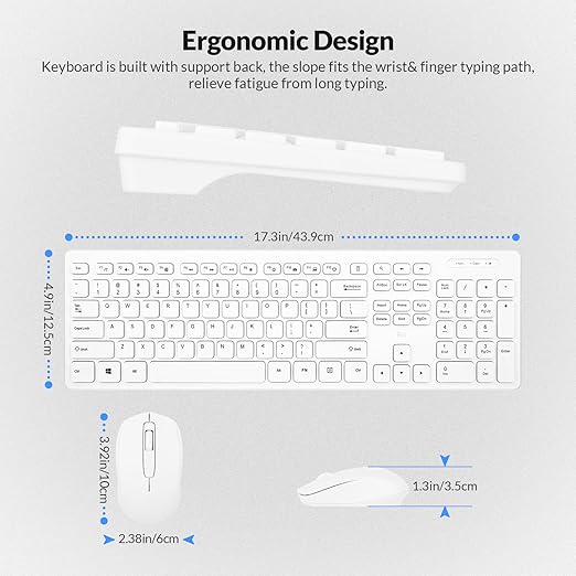 Wireless mouse with DPI 1000 to provide a comfortable moving when you are working or scanning the web, Computer Keyboard Mouse, Wireless Mouse,Quiet-Typing Keyboard and Mouse Set,PC Keyboard Mouse for School,Office,PC